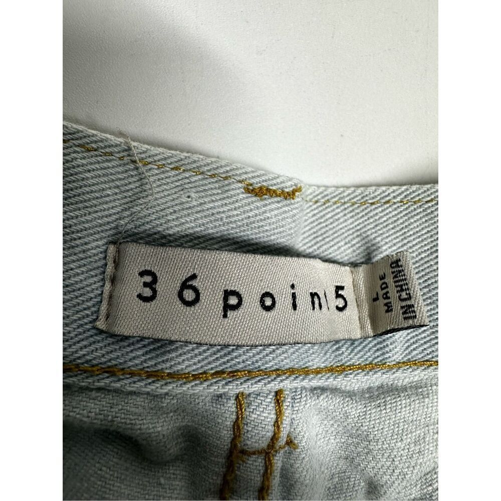 36Point5 Embroidery Denim Shorts Hippie High Waist Floral Bottoms Size L Y2K - Picture 3 of 11